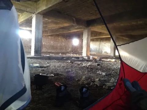 Staying in an old stall(?) at the road side