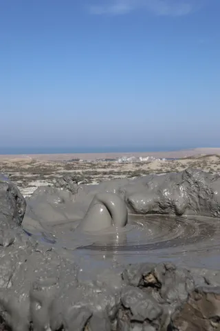 Mud volcano making a "blubh"