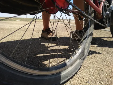 Oops. After 12.000 km, my rear tyre has formed a nasty bubble.