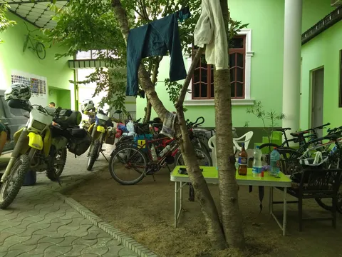 Green house hostel courtyard