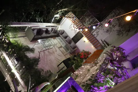 My host's terrace is ready for the festival