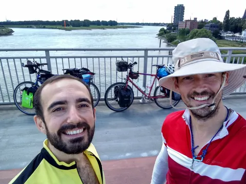 Bike-crazy Turkish born Sanran from Luxembourg who I met en route bidding me farewell already