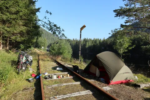 2 draisines passed shortly after I had taken down the tent :D