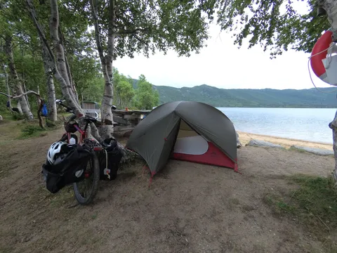 Camping on the beach in Geilo. Unfortunately it got quite rainy the second day
