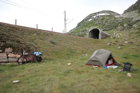 Camping near the train tracks on the Rallarvegen (not a very busy railway)