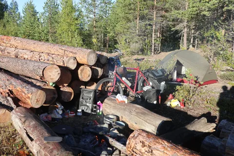 Camping in the cold gets infintely better when you have a fire pit and enough dry wood nearby