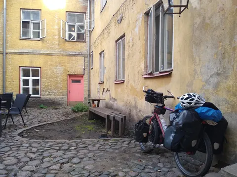 Hostel courtyard (yes, most of the windows are broken)