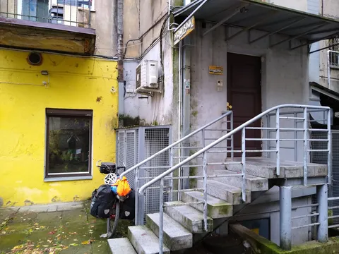 Entrance to the hostel, called "The monk's bunk"